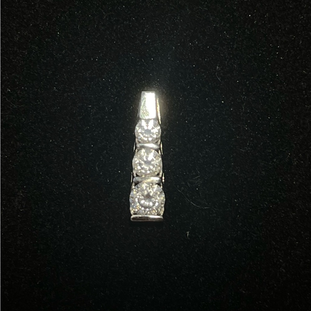 Elegant 14k White Gold 3 Stone Pendant